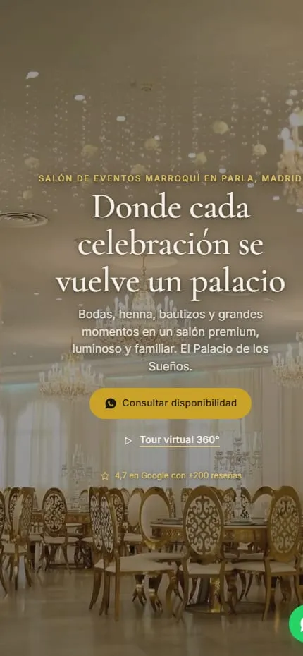 Version movil de la web de Kasar Ahlam, diseño de Makhu Studio