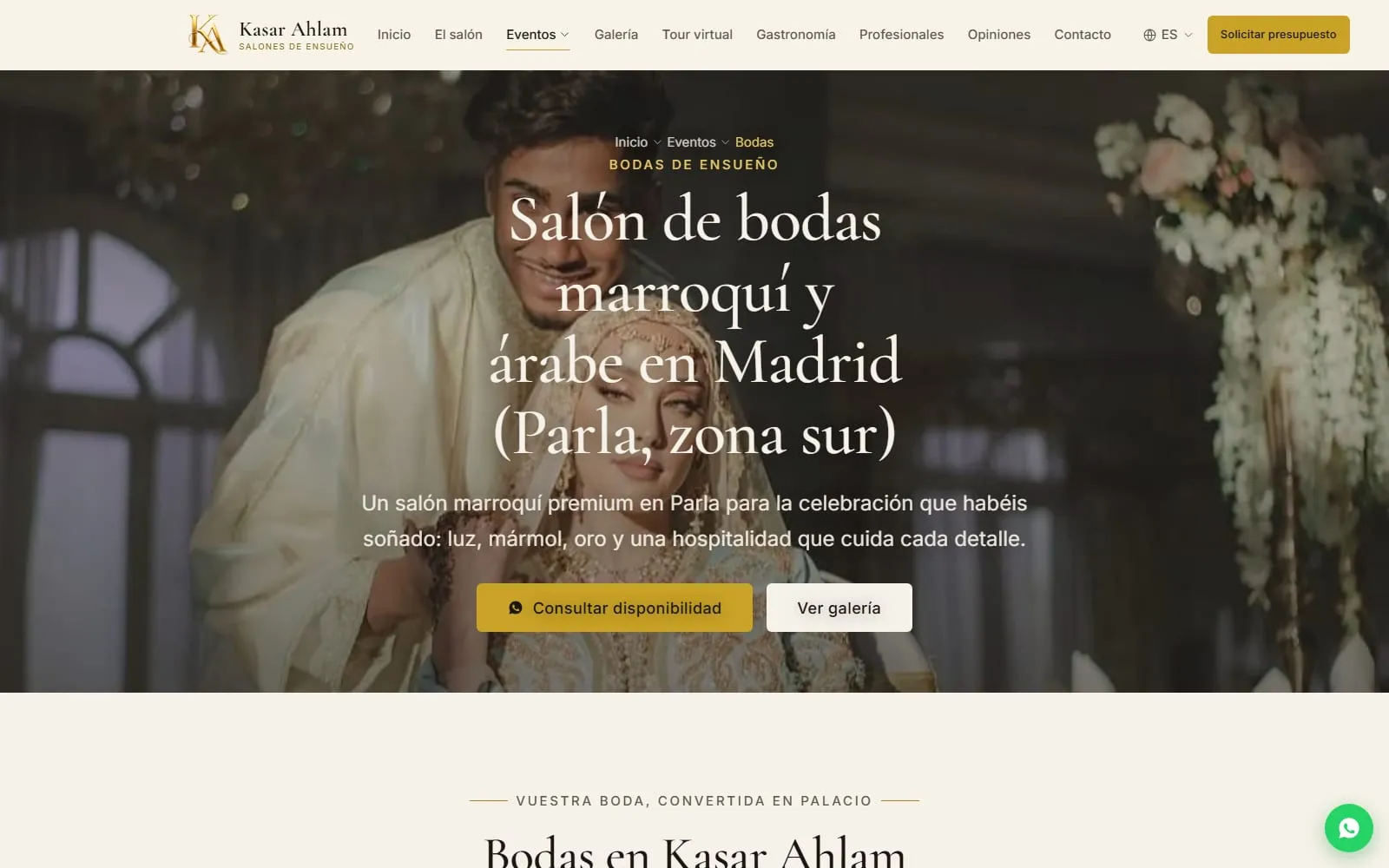 Pagina de bodas de kasarahlam.es diseñada por Makhu Studio